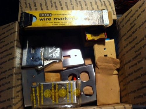 Electrical supplies lot: wire markers light holder wall plates hubbell red dot + for sale