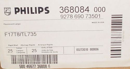 NEW CASE of 25 Philips F17T8/TL735 Fluorescent Lamp Bulbs