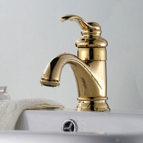 Modern single hole bath vessel sink faucet basin tap gold finished free shipping for sale