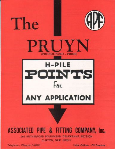 Equipment brochure - apf - h-pile pruyn points uses driving  -  8 items (e1721) for sale