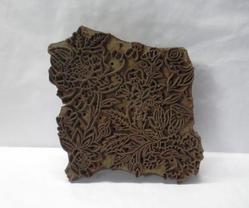 WOODEN HAND CARVED TEXTILE PRINTING FABRIC BLOCK STAMP RUSTIC FURNITURE DECOR 20