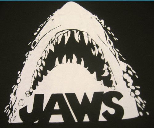 Vintage 1970&#039;s White JAWS Iron on TRANSFER Shark  Movie