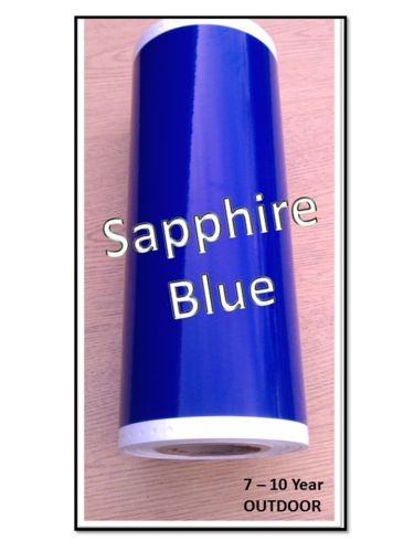 Sapphire blue graphic vinyl film + adhesive back 15&#034; x 15&#039; roll (7 - 10 year) for sale