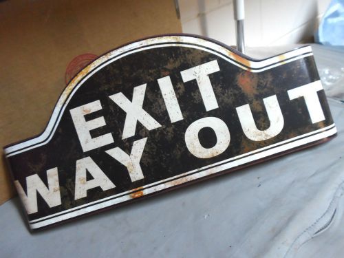 3d distressed aged style exit way out home theater rec room garage metal sign for sale