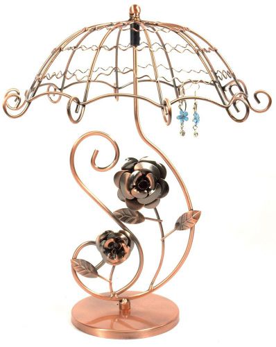 Copper Rose Rotating Unmbrella Earring Stand ~ Necklace HolderJewelry Display