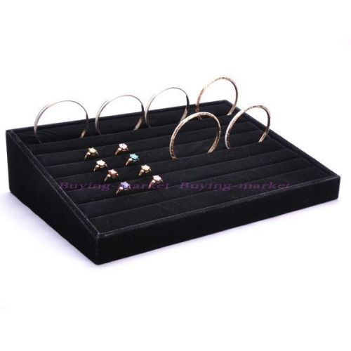Fashion Black Velvet Jewelry Display Stand Holder Ring Earring Bracelet Showcase