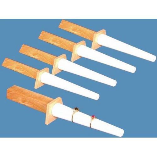 5 Ring Display Faux Leather &amp; Wood Stick Mandrel