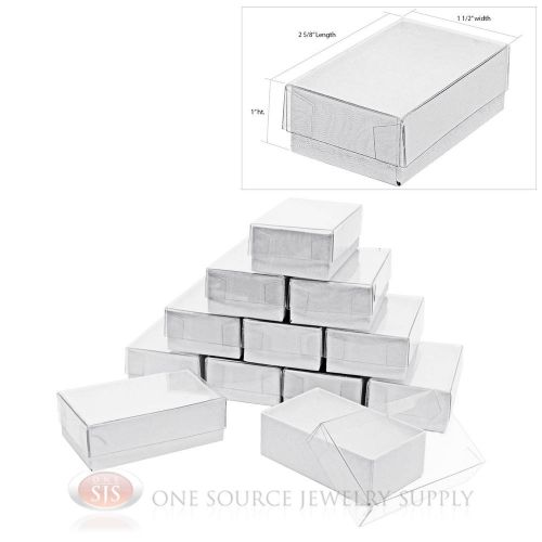 12 White Clear View Vu Top Cotton Filled Jewelry Gift Boxes 2 5/8&#034; x 1 1/2&#034;