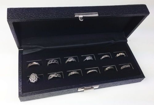 12 Ring Black Display Case Jewelry Solid Top Organizer Travel Storage