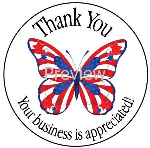 AMERICAN FLAG BUTTERFLY #14 THANK YOU STICKER LABELS