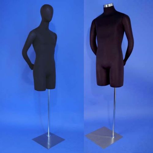Brand new black male mannequin dress form with head and flexible arms m01h-sb for sale