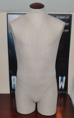 Lifesize Male Torso Mannequin - Fabric Covered - Wood Top