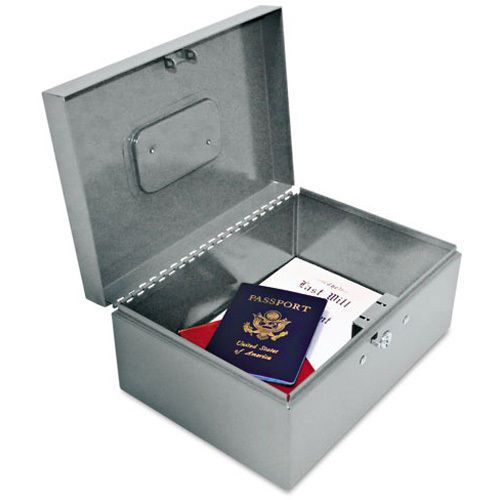 Locking heavy-duty security box, tumbler lock, gray. sold as each for sale