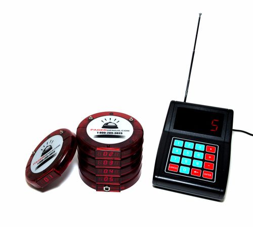 5 wireless digital restaurant coaster pager / guest table waiting paging system for sale