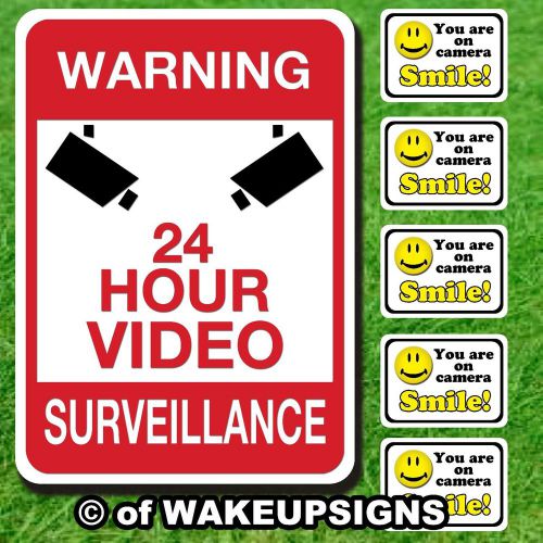 LOT YOUR YOU ARE ON CAMERA DECAL STICKERS AND ALUMINUM VIDEO SURVEILLANCE SIGN