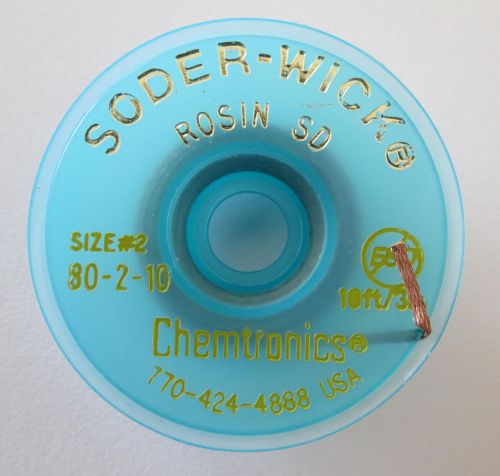 CHEMTRONICS SODER WICK Rosin SD Size#2 80-2-10 1.5mm 10ft 3m DESOLDERING Braid