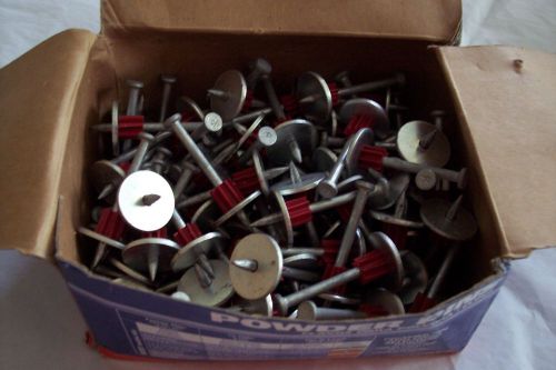 QTY 189 Powder Pins Fasteners 2&#034; Shank  With 7/8&#034; Washer # 50096