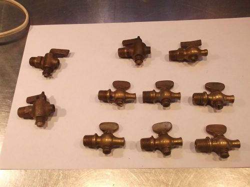 10 vintage brass bib drain&#039;s/pet cocks hitmiss steam engine? 1 lunkenheimer for sale