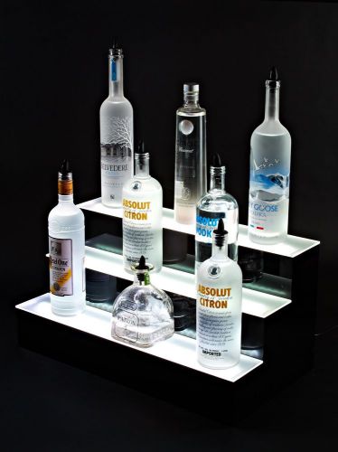 36 inch 3 Step LED Lighted Liquor Bottle Display,3 Tier Bottle Shelves,