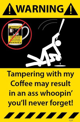 Warning Sticker Coffee Cup 3 Pack Stick figure Decal Cocoa Tea 125Y-126Y-127U