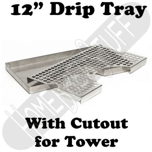 12 x 7 Stainless Steel Draft Beer Countertop Drip Tray w/ 3&#034; Tower Cutout