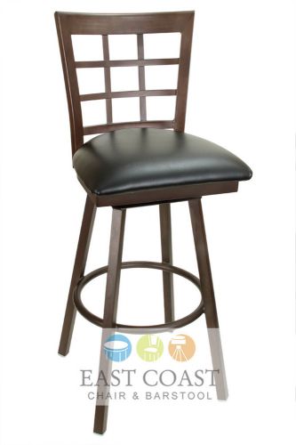 New gladiator rust powder coat window pane metal swivel bar stool w/ black seat for sale