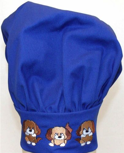 Blue Puppies Puppy Dog Siblings Chef Hat Adult Size Monogram Custom Embroidered