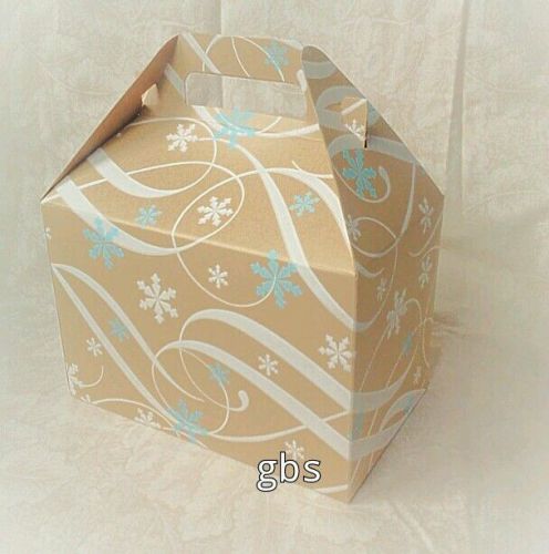 5 Cupcake Cookies Bakery box Gable boxes whimsical snowflakes 8x5x5 tiffany blue