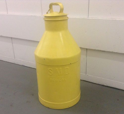 Vintage Embossed Painted Galvanized Dairy Milk Can SMD REG CAL, Yellow