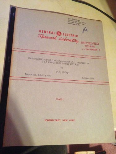 VINTAGE GE TRANSISTOR RB CC PARAMETER FREQUENCY SWEEP METHOD RESEARCH 1956