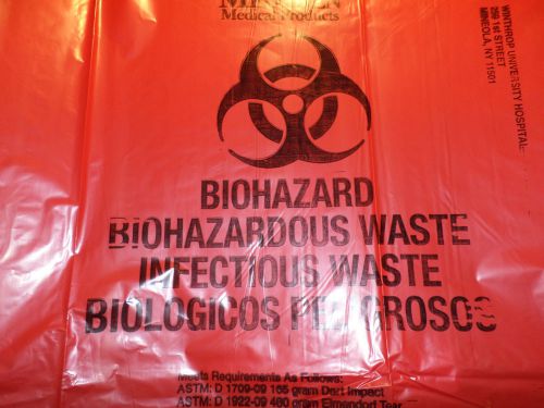 150qty f793 medegen medical biohazard red bags 38&#034; x 47&#034; for sale