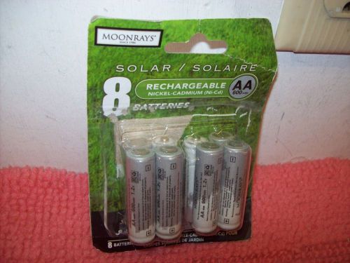 Lot of 8 NiCd Rechargeable Batteries for Solar Lights, 8 AA Moonrays 600mAh open