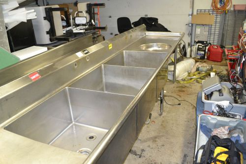 Three Bay Commercial sink W/ round sink for disposal