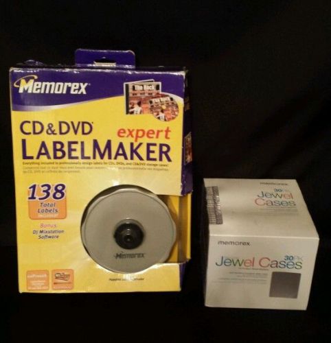 MEMOREX CD DVD LABEL MAKER EXPERT BONUS DJ MIXSTATION SOFTWARE + 30 JEWEL CASES