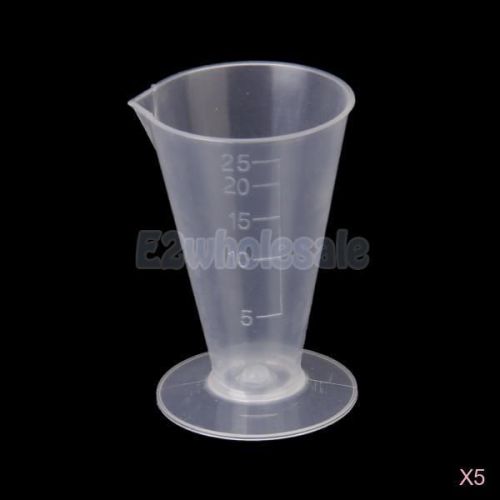 5x 25ml Kitchen Laboratory Plastic Easy-handle Beaker Measuring Cup Lightweight