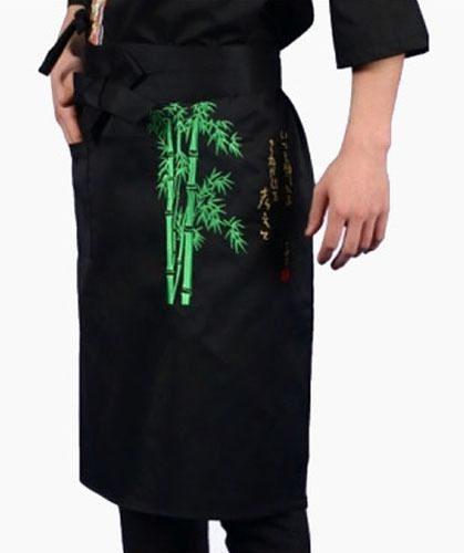 bamboo sushi chef apron japanese restaurant bar uniform waist embroidery cook