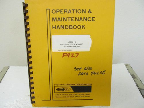 Systron-Donner 410 Sweep/Function Generator Operation&amp;Maint. Handbook w/schem