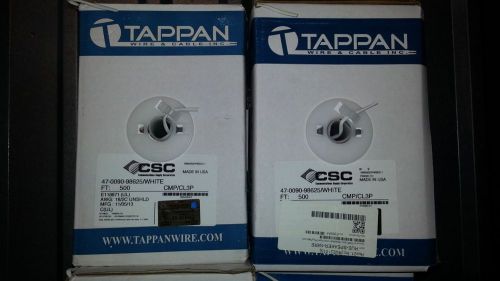 (2) 500&#039; box tappan wire &amp; cable 1880ab2/cmp 18/2 cmp non shld tap - 1000&#039; total for sale