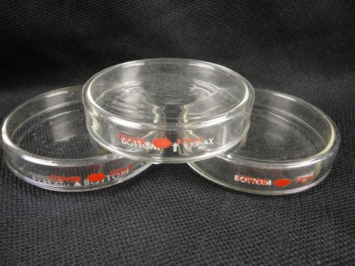 Lot of 3: KIMAX Glass 4&#034; Petri dishes_top/bottom x 3_Glassware Lab Science 100mm