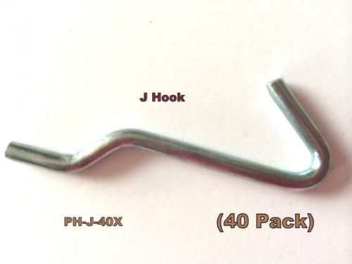 (40 PACK)  American Made All Metal J Hooks. For 1/8 &amp; 1/4 Inch Pegboard