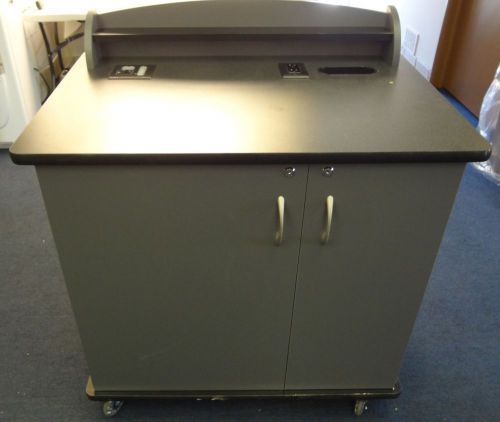Multimedia lectern w casters &amp; locking doors presentation desk - free shipping!! for sale