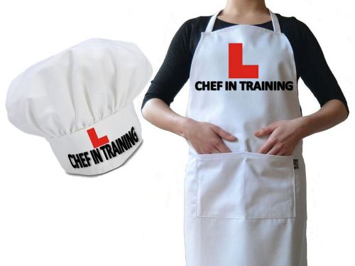 Personalised chef hat &amp; apron chef in training cooking funny novelty luxury gift for sale