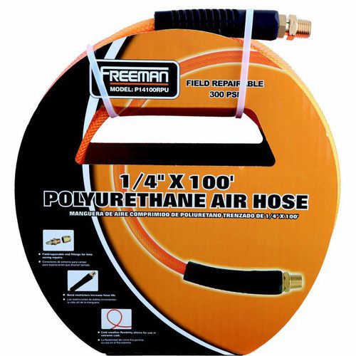 Freeman 100&#039; x 1/4&#034; braided polyurethane air hose p14100rpu new for sale