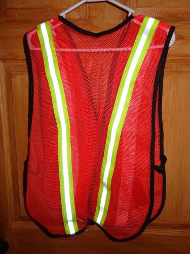 Lot Of 10 Reflective Safety Vest, Bright Orange Mesh, Velcro Closure