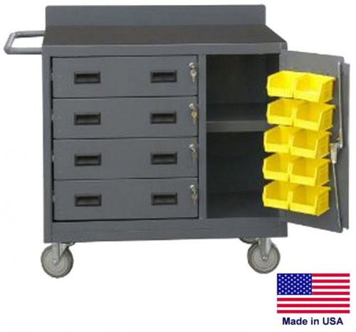 Cabinet cart portable - coml - locking cabinet &amp; drawers w/bins  34h x 36w x 21d for sale