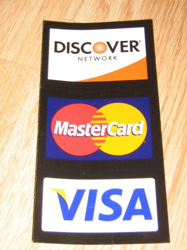 Credit Card Logo Decal  2 Sided  Discover Visa Mastercard