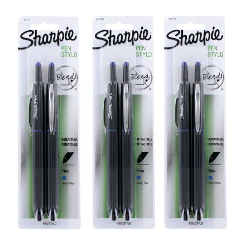 Sharpie Pen Retractable Fine Point Pen, 6 Blue Ink Pens (1753175)
