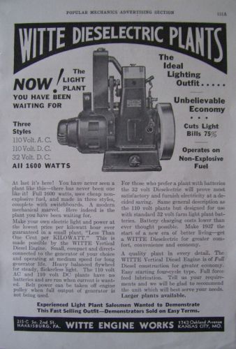 1937 AD - WITTE ENGINE DIESELECTRIC PLANTS Kansas City MO