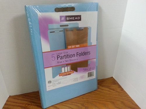 1 smead 19048 pressboard 2 dividers partition folders 5 legal size blue for sale