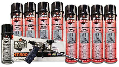 Handi Foam Sealant - Gun Foam Combo Pack (HT500, Cleaner, (8) 24oz cans Sealant)